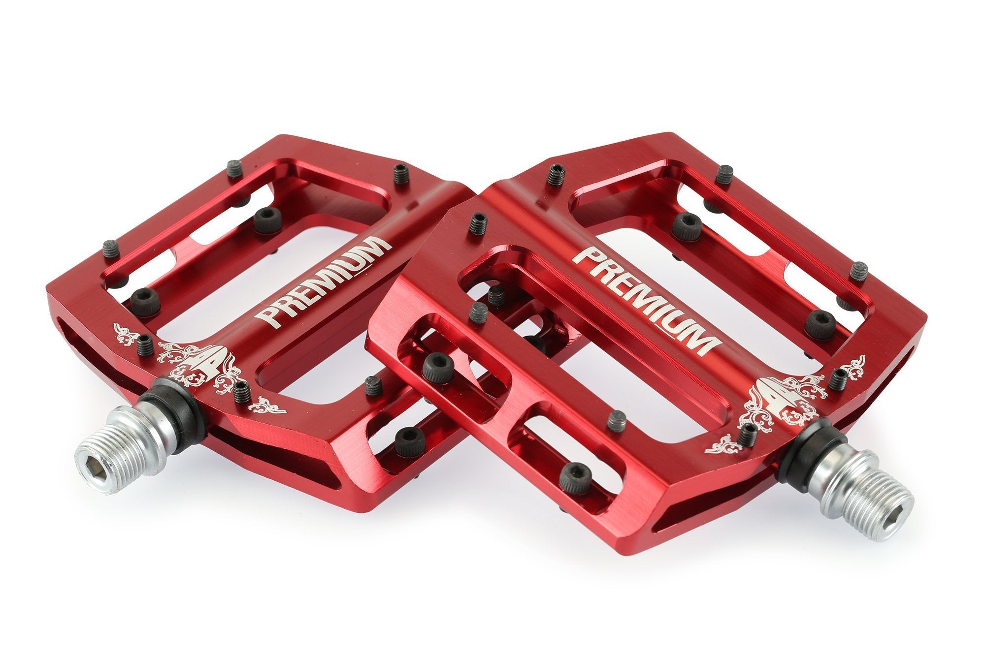 WEST BIKING 3-Sealed Bearing Bicycle Pedals – 9/16” Aluminum Alloy Flat Pedals (Red)
