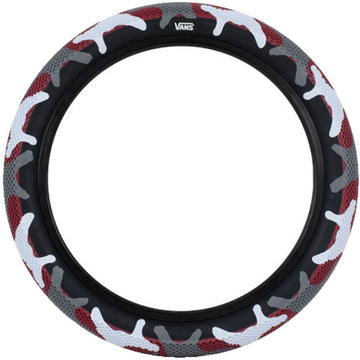 Cult Vans Tyre - Red Camo With Black Sidewall 2.40" at . Quality Tyres from Waller BMX.