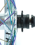 Total BMX Techfire Cassette Rear Wheel - Silver With Rainbow Spokes 9 Tooth at . Quality Rear Wheels from Waller BMX.