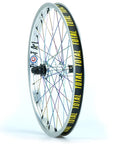 Total BMX Techfire Cassette Rear Wheel - Silver With Rainbow Spokes 9 Tooth at . Quality Rear Wheels from Waller BMX.