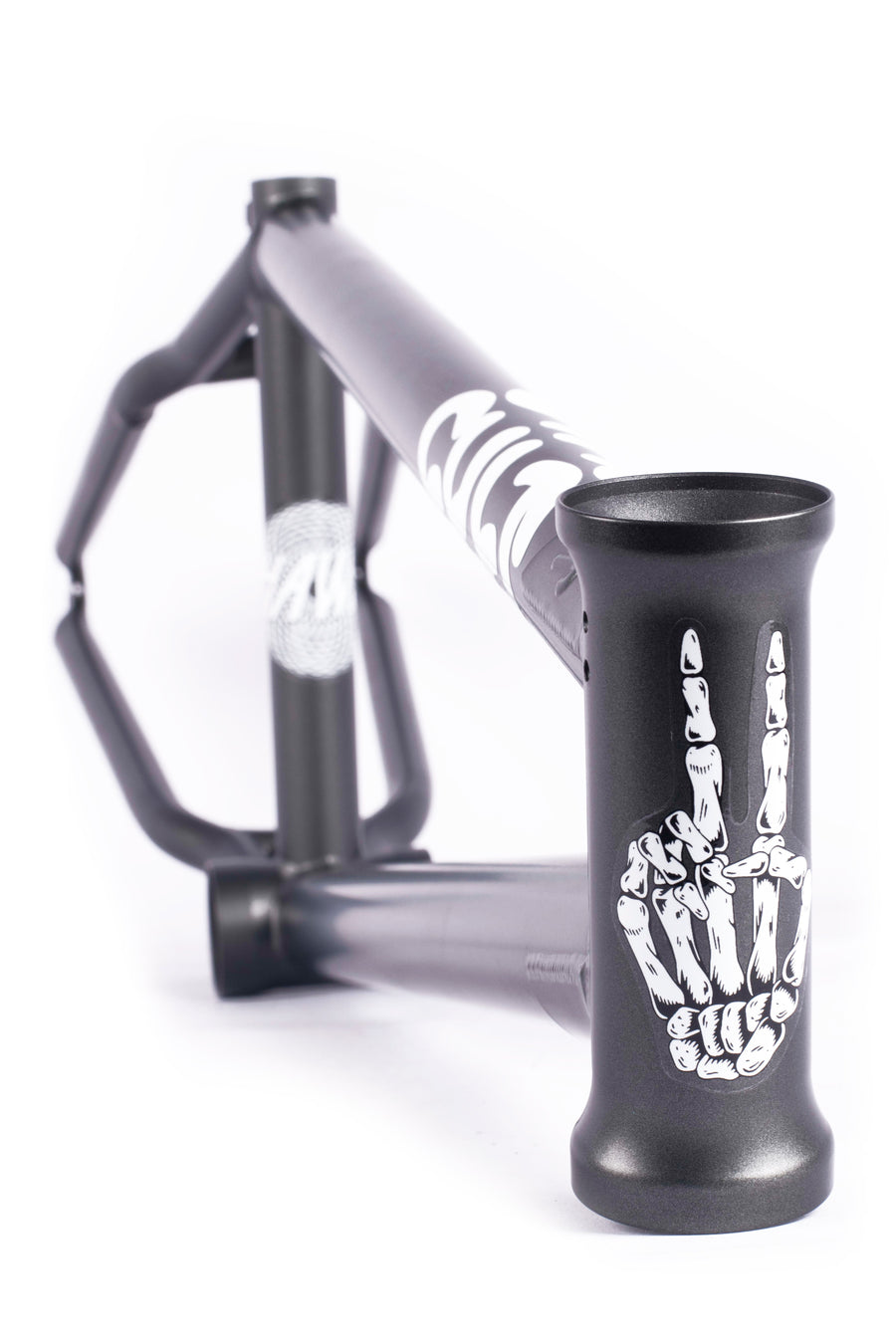 Cult Hawk Frame - Gun Metal Grey head tube graphic