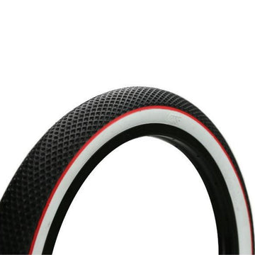 Cult 26" Vans Tyre - Black With White Sidewall And Red Stripe 2.10"