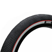 Cult 26" Vans Tyre - Black With White Sidewall And Red Stripe 2.10"