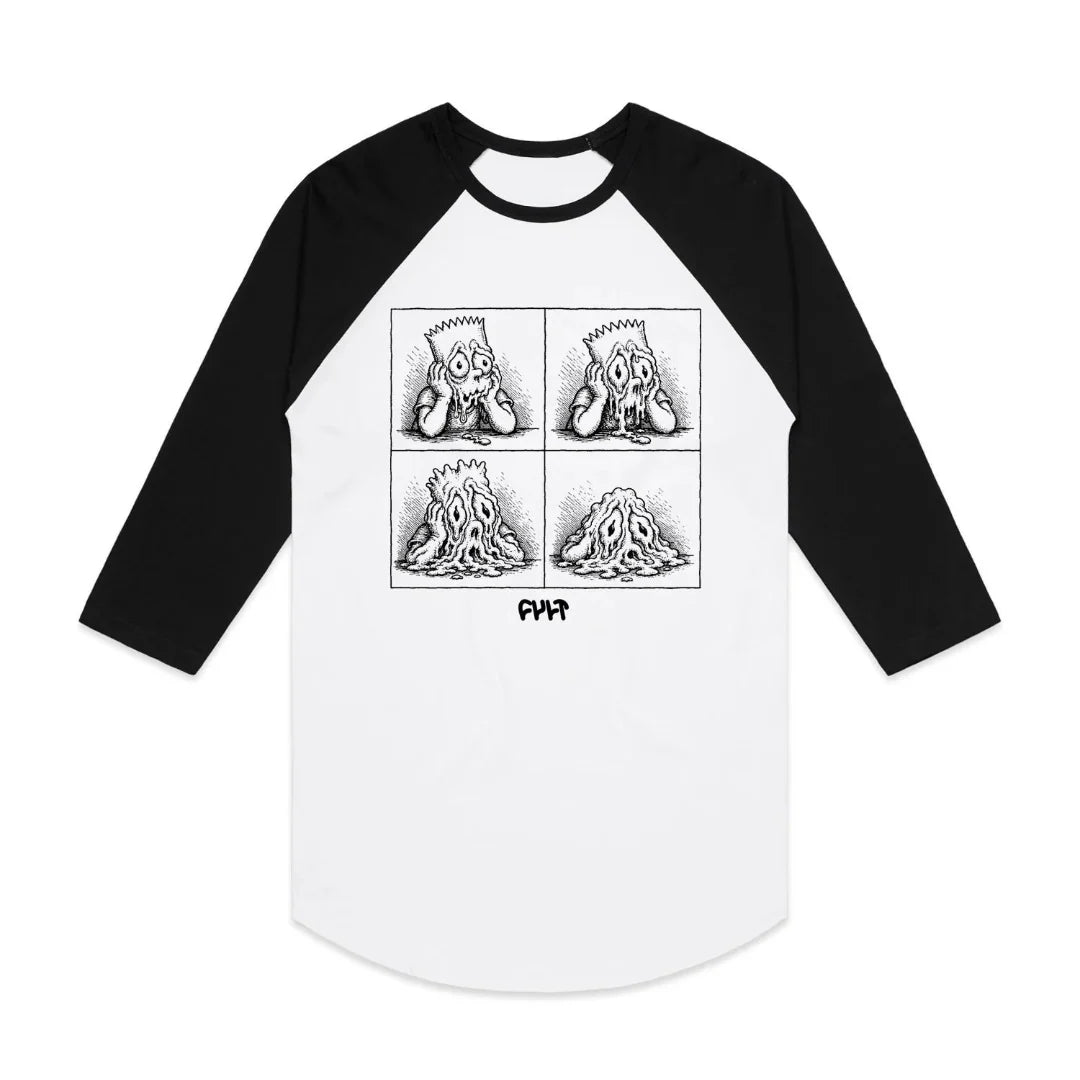 Cult Melted 3/4 Sleeve T-Shirt - White