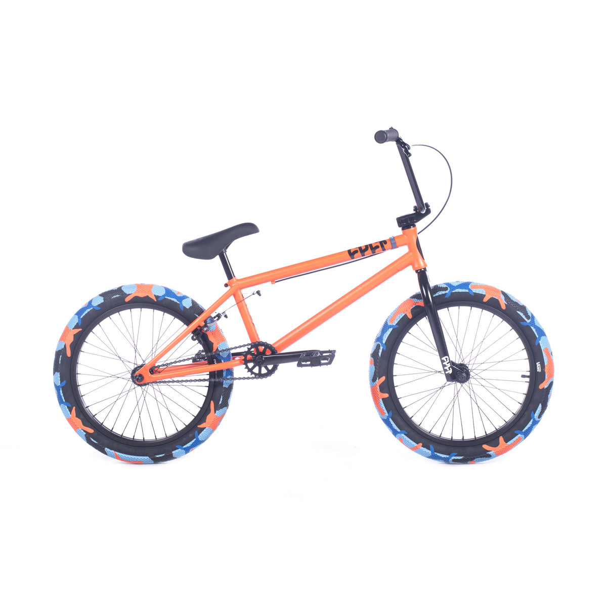 Cult Gateway BMX Bike - Orange With Black Parts And Blue / Orange Camo Tyres 20.5"