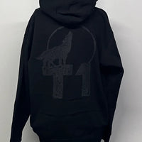 T1 Wolf Zip Hoodie Black