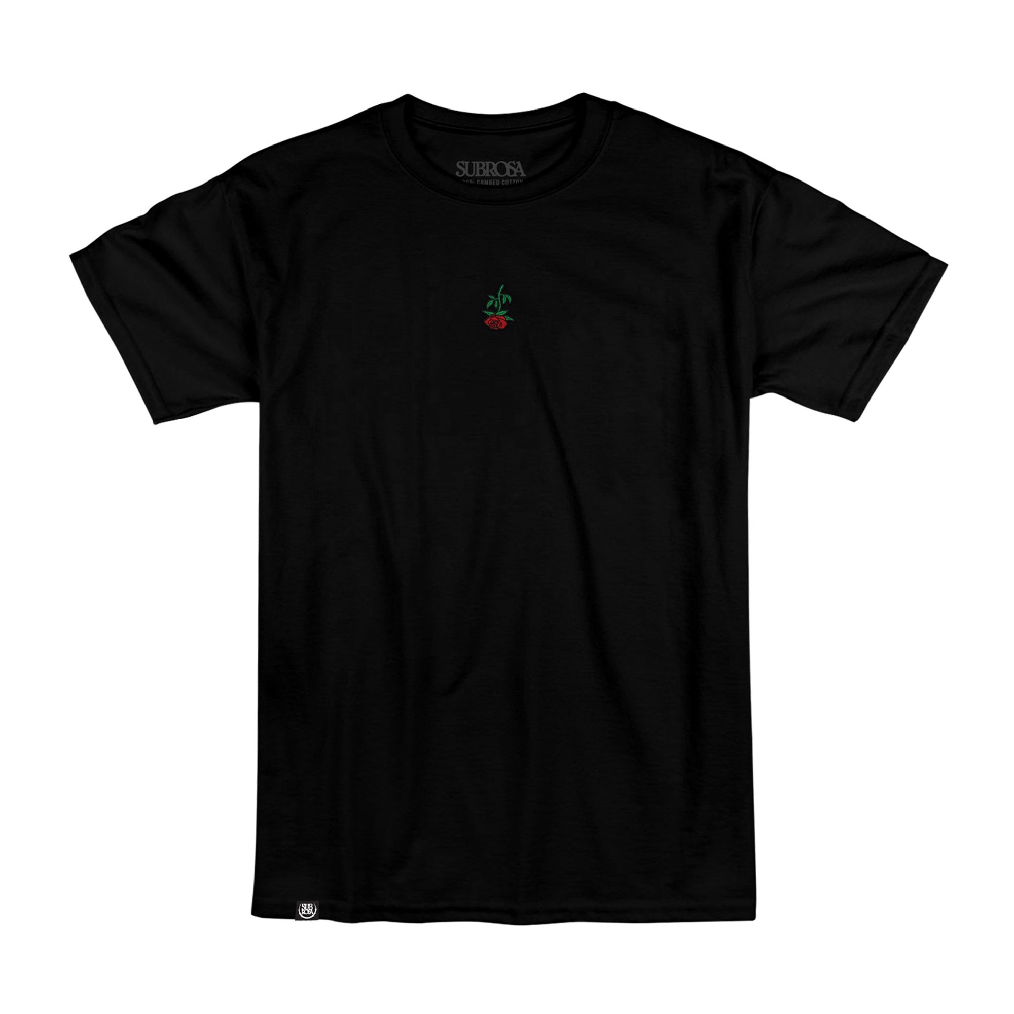 Subrosa Rose Embroidery T-Shirt - Black - Waller BMX