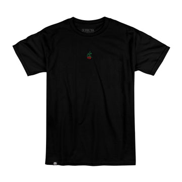 Subrosa Rose Embroidery T-Shirt - Black
