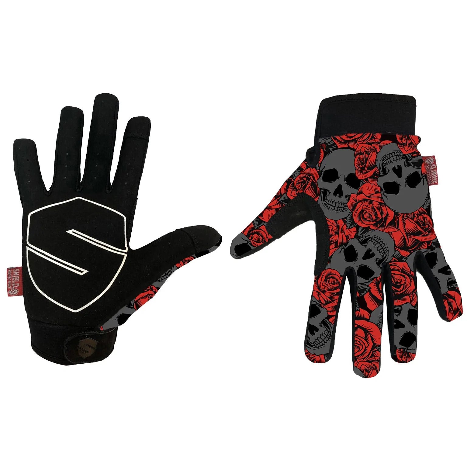 Shield Protective Skull &amp; Rose Gloves - Waller BMX