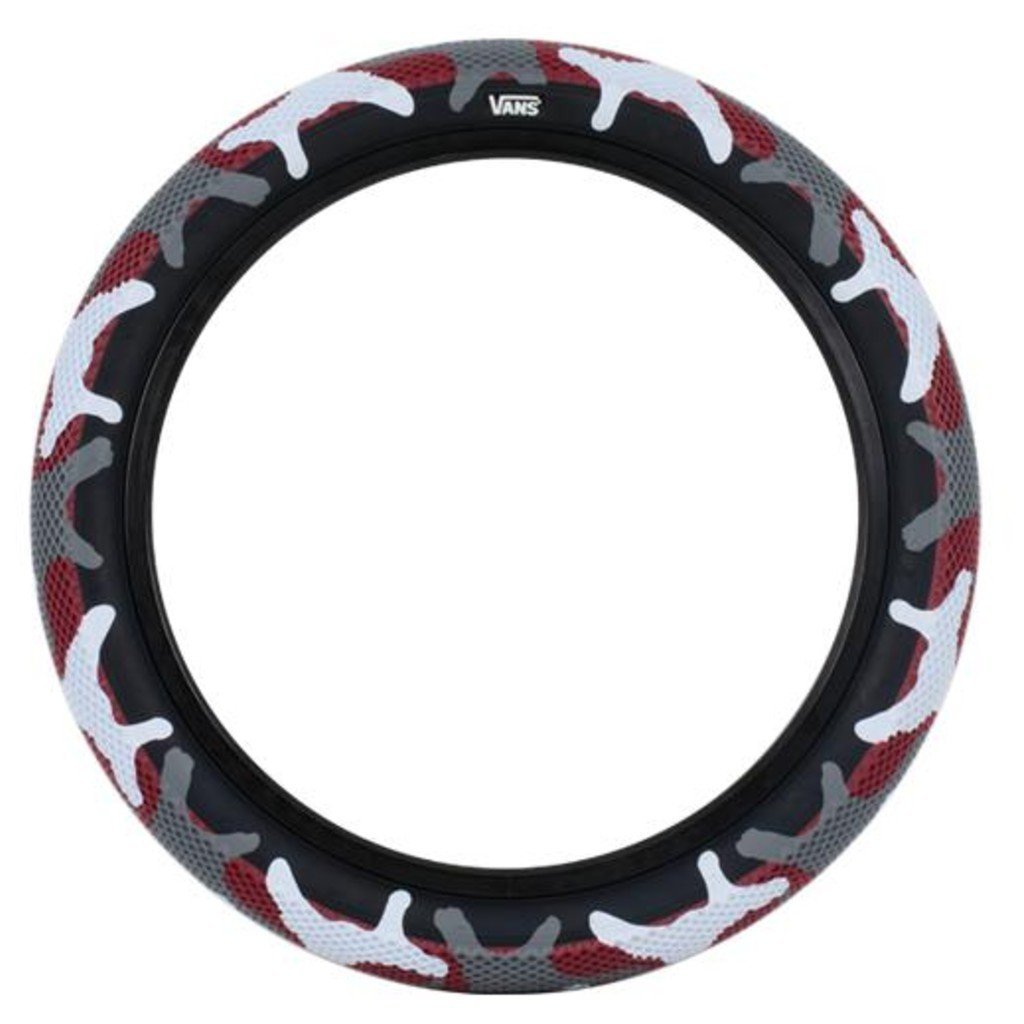 Cult 16" Vans Tyre - Red Camo With Black Sidewall 2.30" at . Quality Tyres from Waller BMX.