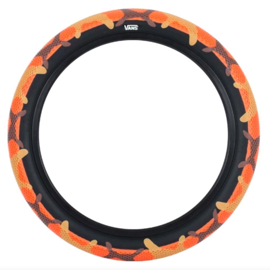 Cult 26" Vans Tyre - Orange Camo With Black Sidewall 2.10" at . Quality Tyres from Waller BMX.