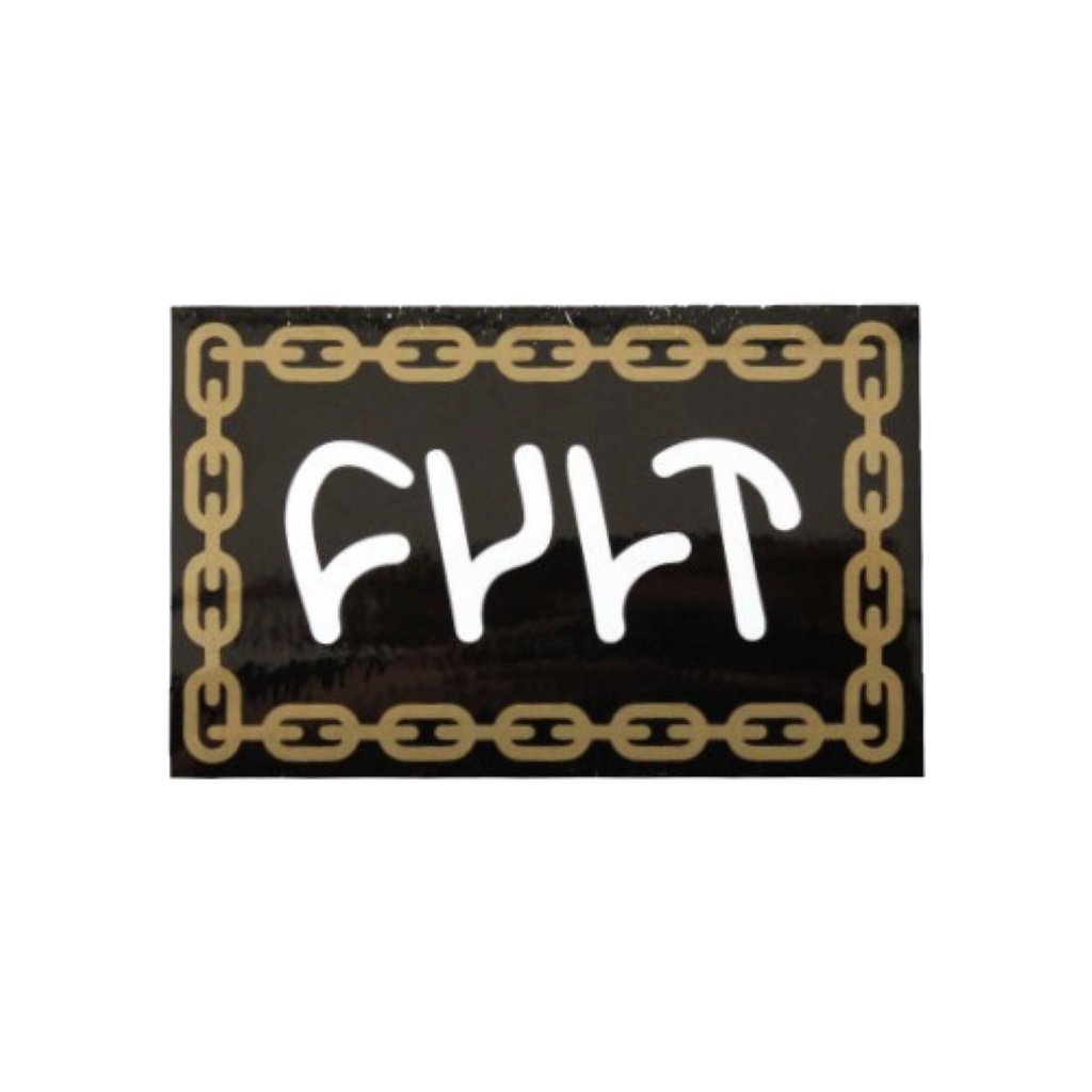 Cult Chain Logo Sticker - Black / Gold - Waller BMX