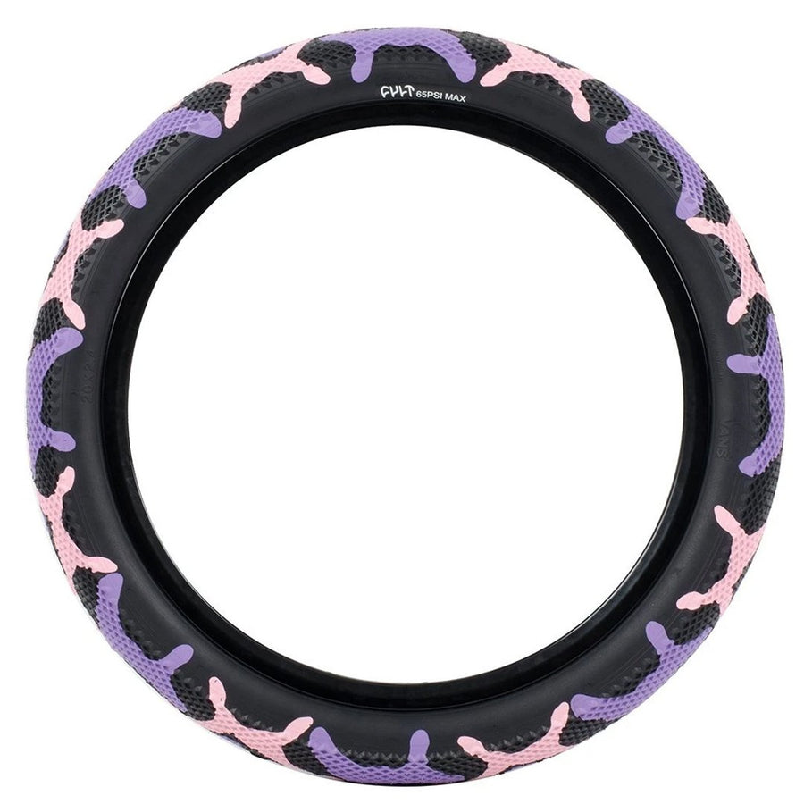 Cult 18" Vans Tyre - Purple Camo With Black Sidewall 2.30" | BMX