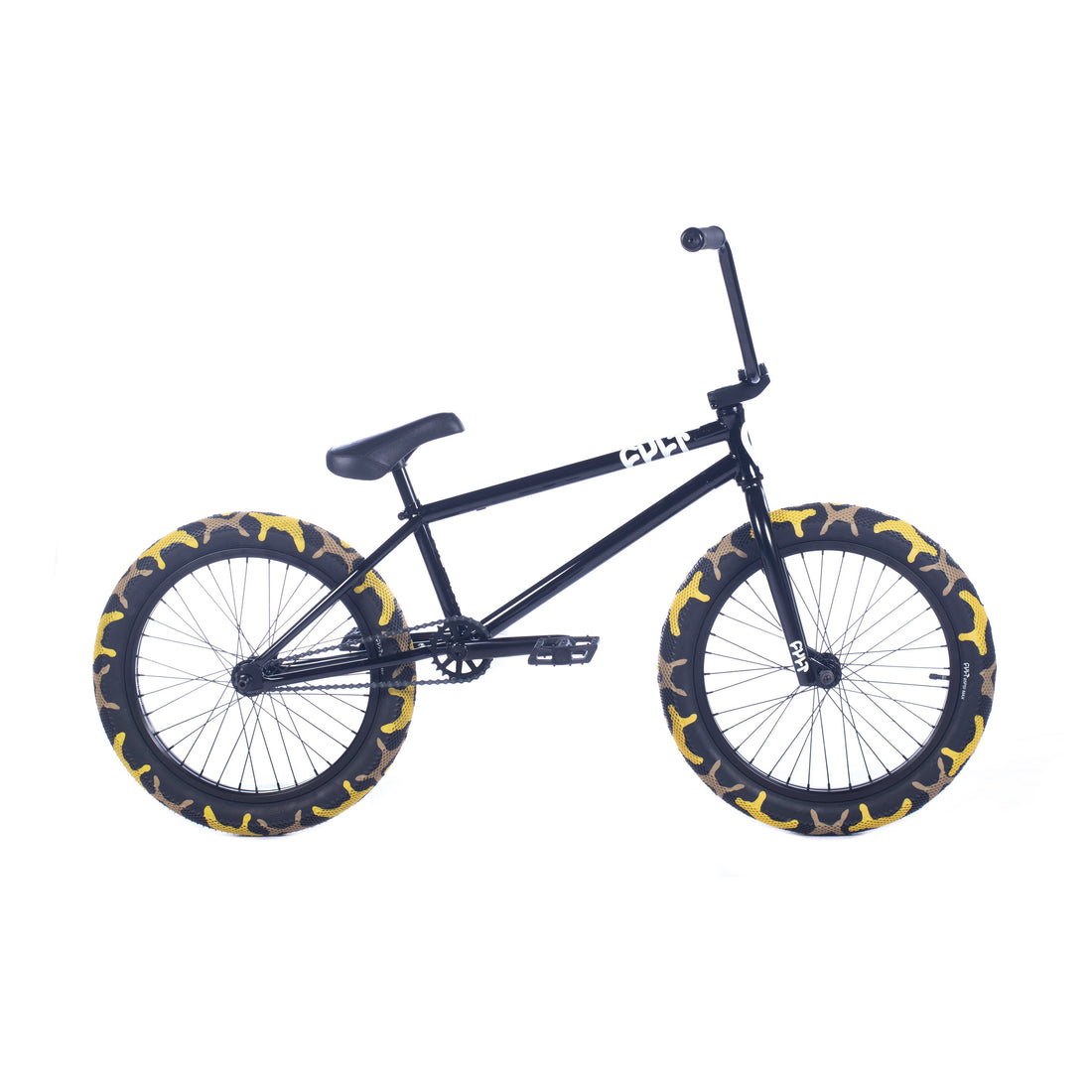 Cult 2025 Control BMX Bike Black With Yellow Camo Tyres 20.75