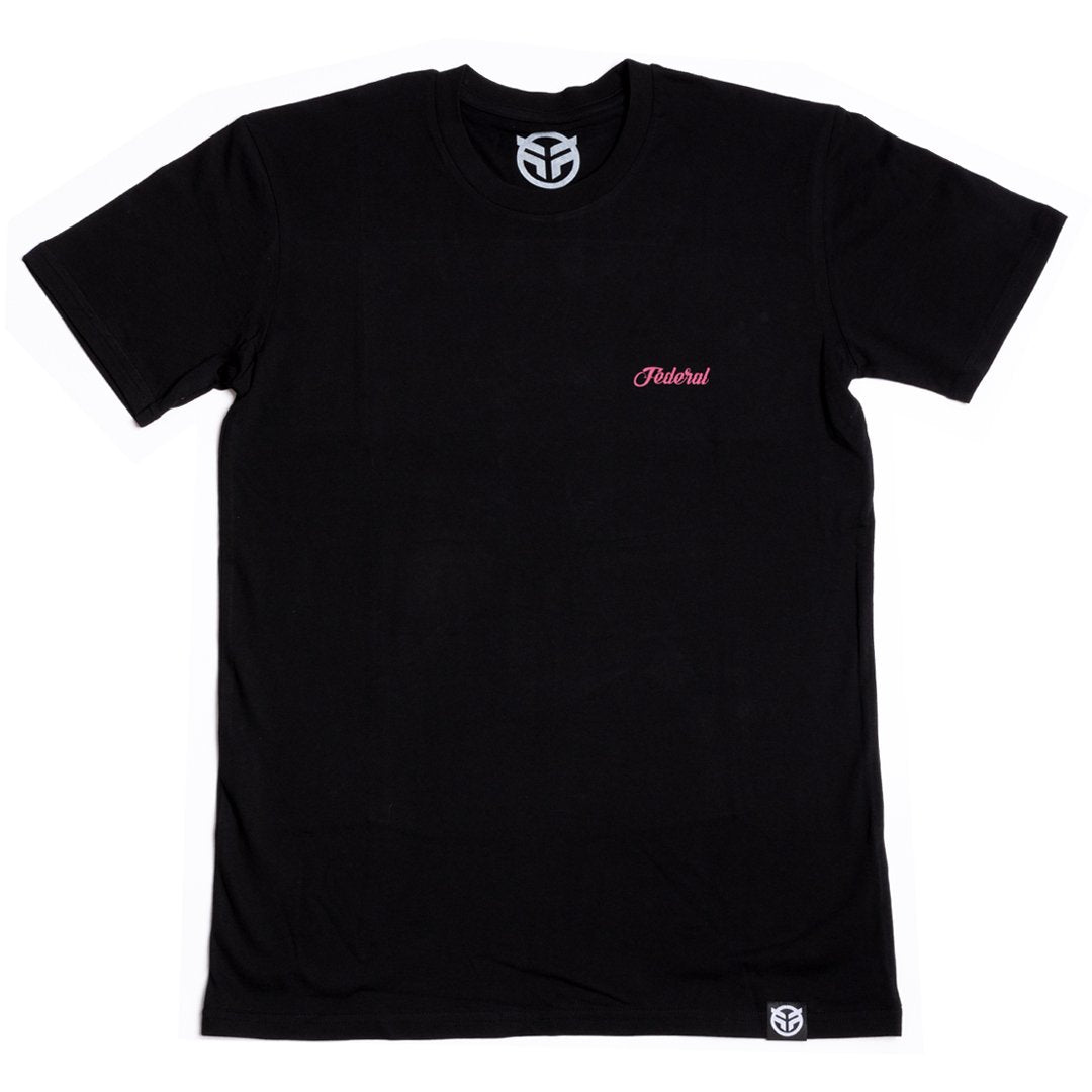 Federal Lacey T-Shirt - Black With Cranberry Print - Waller BMX