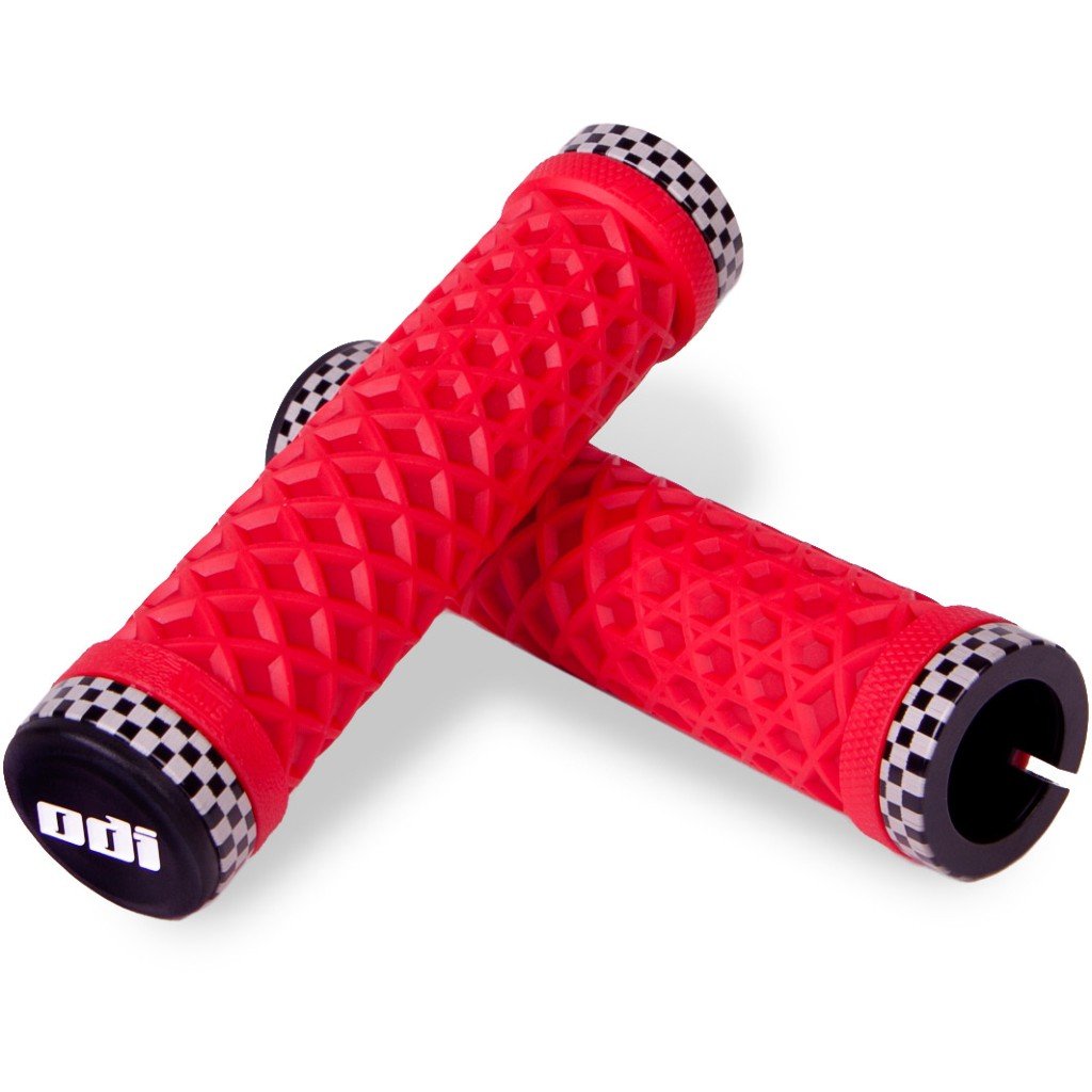 ODI x Vans Lock-On Grips - Red / Chequerboard 130mm - Waller BMX