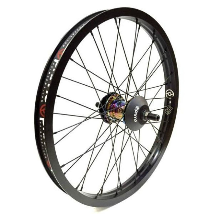 Primo LHD VS Freemix Rear Wheel With Hubguards - Oil Slick Hub With Black Rim 9 Tooth at . Quality Rear Wheels from Waller BMX.