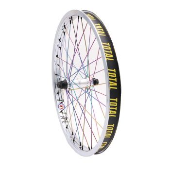 Total BMX Techfire Front Wheel - Chrome With Rainbow Spokes 10mm (3/8") - Waller BMX
