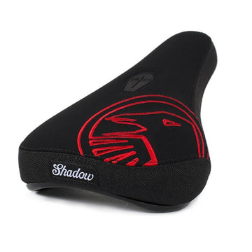 Shadow Crow Mid Seat - Black With Red Embroidery at . Quality Seat from Waller BMX.