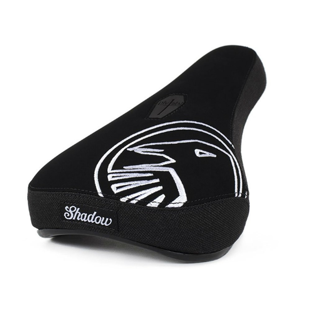 Shadow Crow Mid Seat - Black With White Embroidery at . Quality Seat from Waller BMX.