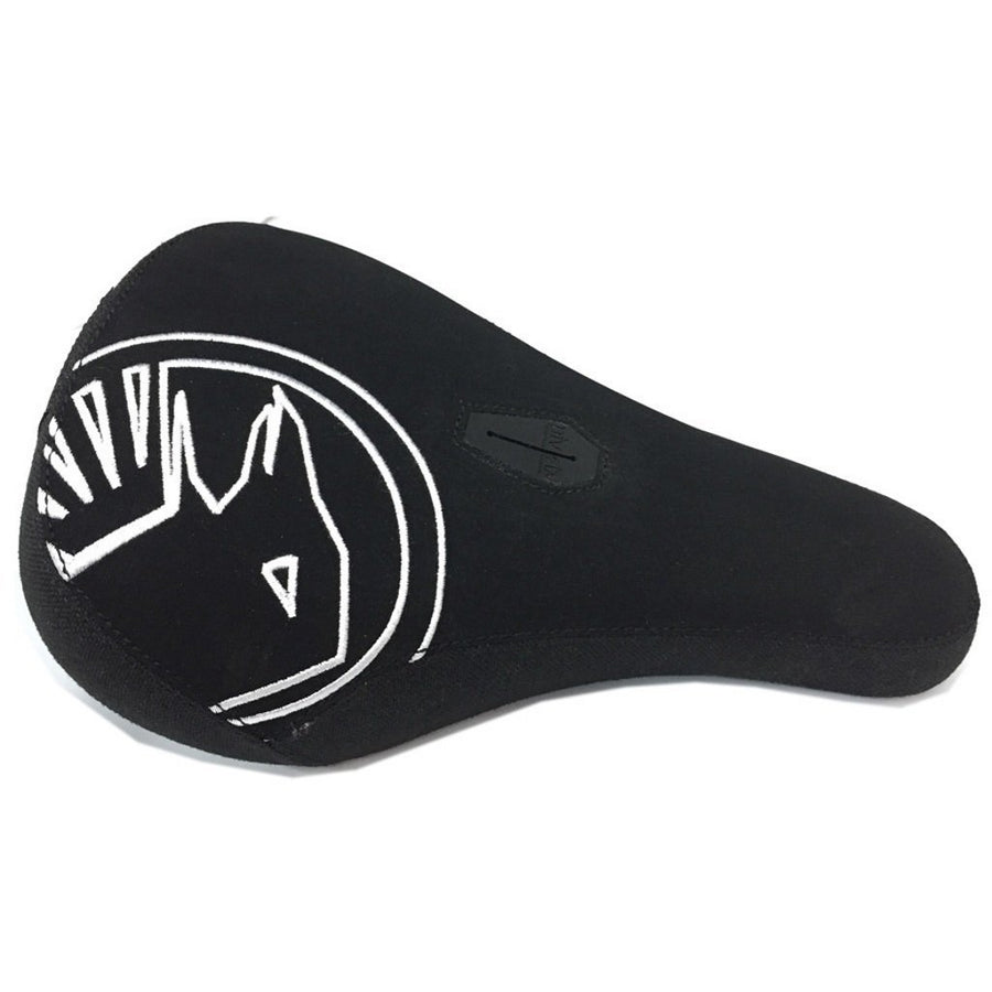 Shadow Crow Mid Seat - Black With White Embroidery at . Quality Seat from Waller BMX.
