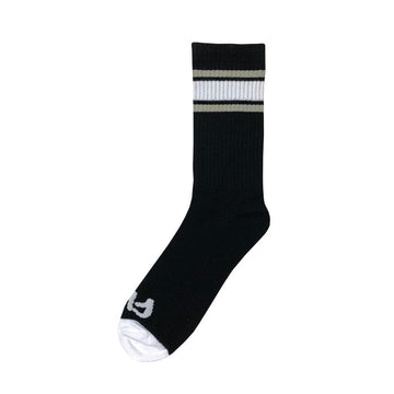 Cult Stripe Socks - Black With Grey And White Stripe