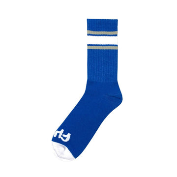 Cult Stripe Socks - Blue With Grey And White Stripe