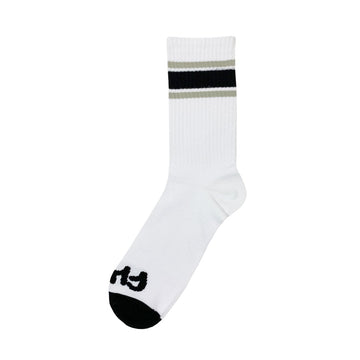 Cult Stripe Socks - White With Grey And Black Stripe