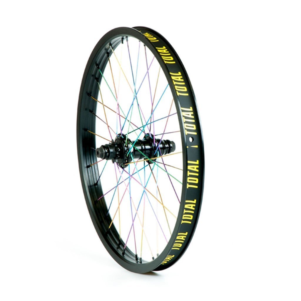 Bmx Rear Wheel Total BMX Techfire Cassette Rear Wheel - Black With Rainbow Spokes 9 ...