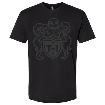 T1 Crest T-Shirt Black with Black Print