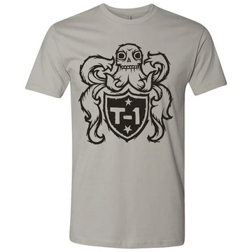 T1 Crest T-Shirt Stone Grey with Black Print