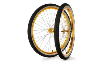 S&M Covid Cruiser 26" Wheelset Gold With Skinwall Tyres